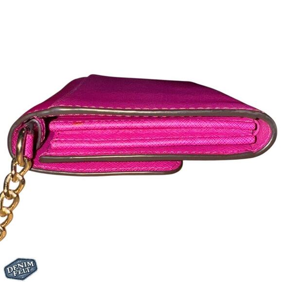 Michael Kors Fuchsia/Rasberry/Gold Saffiano Leather Chain Link Crossbody Bag - Picture 3 of 15